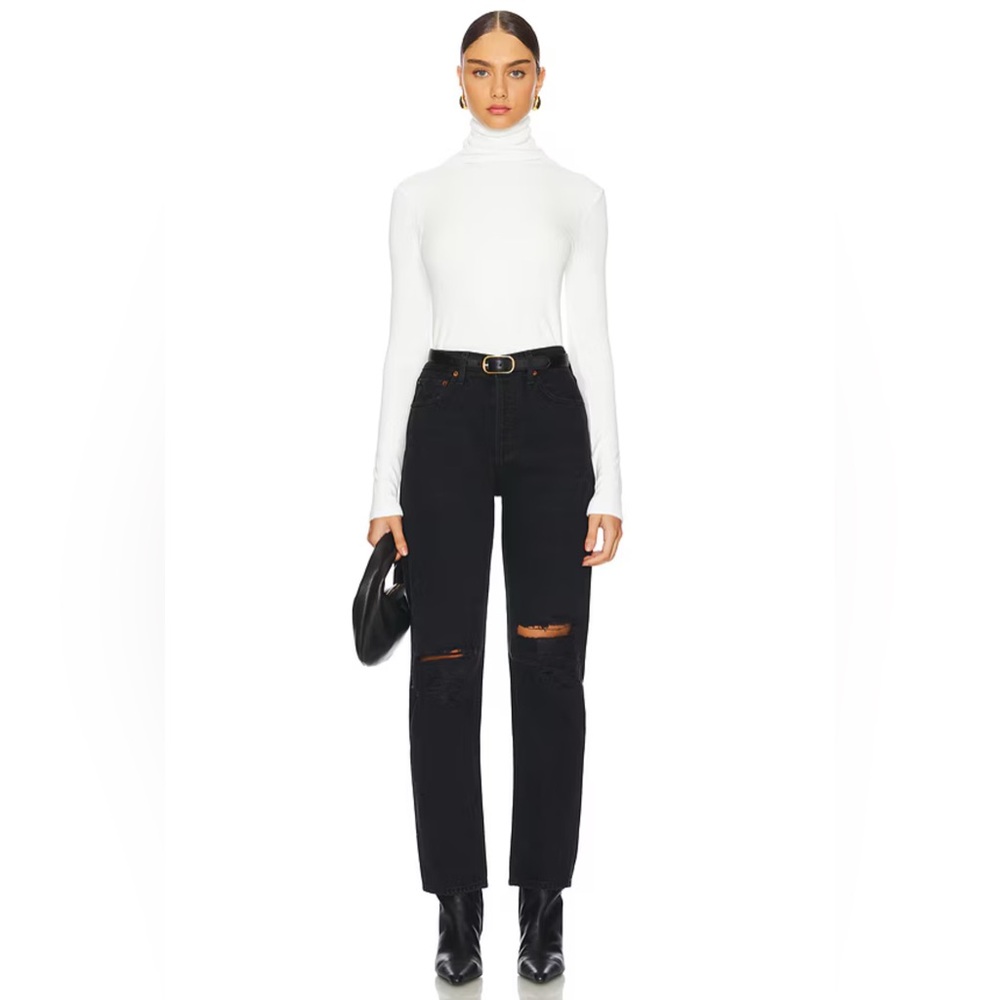 Agolde 90's Pinch Waist Jeans in black, distressed, size 26